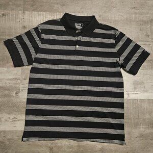 Chaps Golf 78 Stay Dry Men's Large Navy White Striped Polyester Polo Shirt
